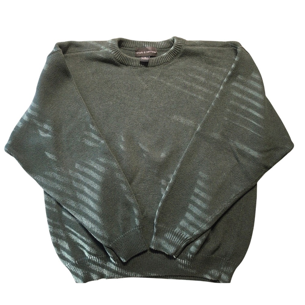 Croft & Barrow Mens XL Forest Green Crewneck Sweater 100% Cotton Ribbed Knit